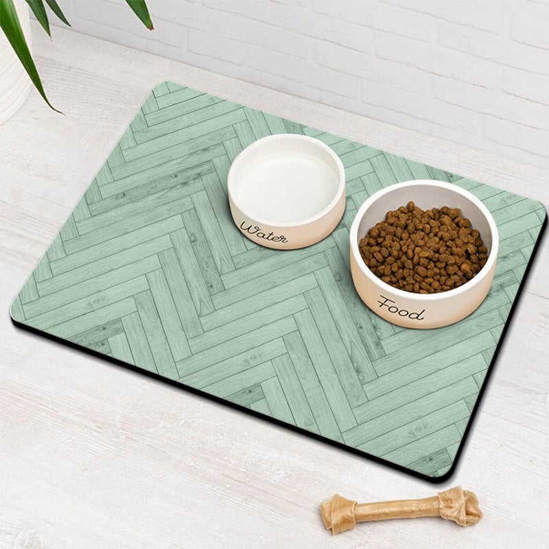 Ayiashiab Dog Food Mats for Floors Absorbent, Pet Cat Food Mat - Quick Dry Dog Bowl Mats for Food and Water, Eco-Friendly Boho Pet Supplies - Image 1