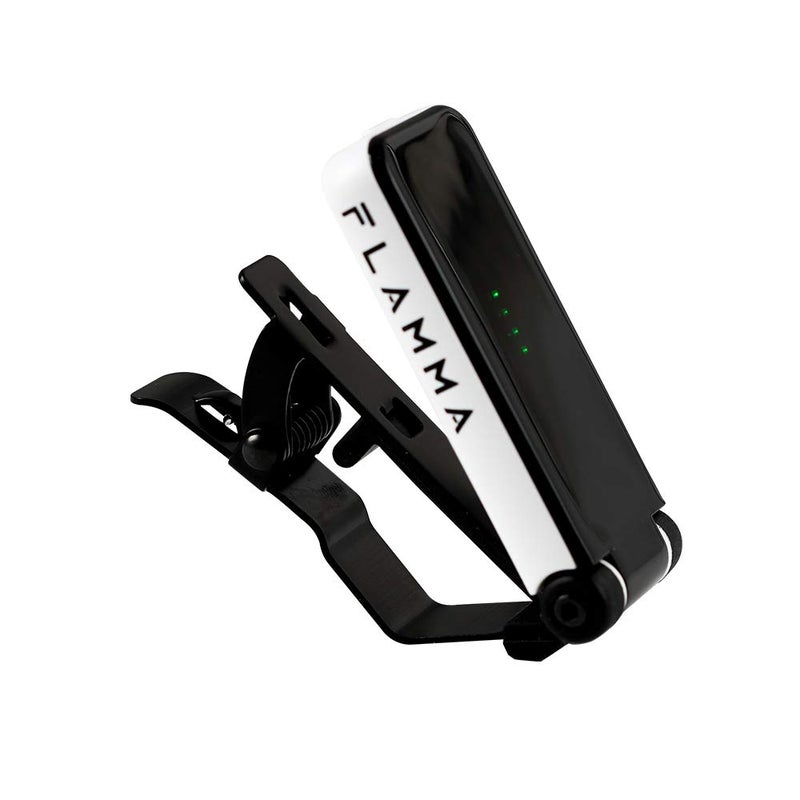 FLAMMA Guitar Tuner Clip On Tuner for Electric Guitar Bass Tuner Ukulele Tuner Power Saving Mode LED Display Metal Clip (White) - Image 5