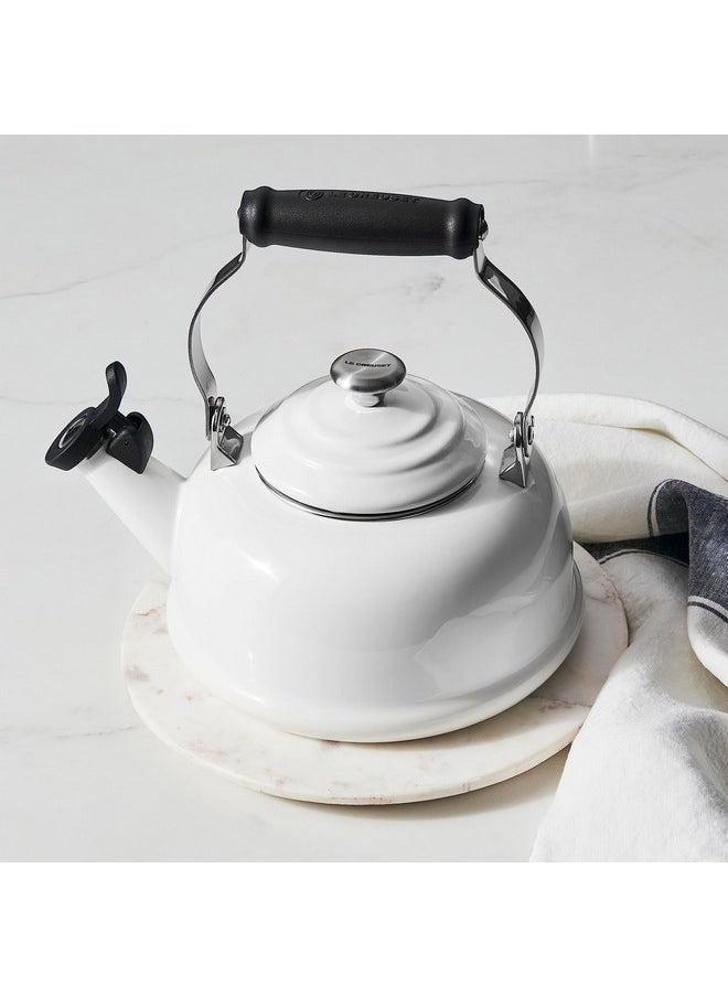Le Creuset Le Creuset Enamel On Steel Whistling Tea Kettle with Metal Finishes, 1.7 qt., White  - Image 4