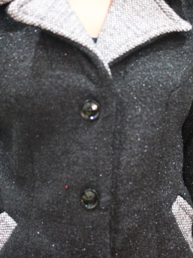 Matelco Womens Wool Standard Length Collared Coat Cardigan (IN, Alpha, L, Black) - Image 5