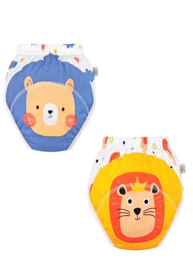 Baby Cute Animal Print Reusable Cloth Diapers Nappies Toddlers Single Layers Cotton Leak Guard Washed Diapers Panties Pack of 2 (L) (9-14 kg). Can Absorb upto 1 Pee Max. - Image 1
