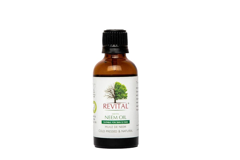 Revital Essential Neem Oil Natural Skin and Hair Solution Cold Pressed 100 Natural and DermatologistTested Reducing Infections Dandruff and Hair Fall 50ML - Image 1