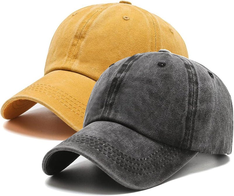 PFFY 2 Packs Vintage Washed Distressed Baseball Cap Golf Dad Hat for Men Women - Image 1