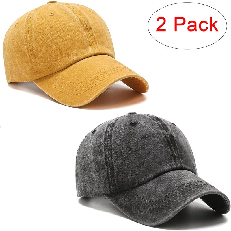 PFFY 2 Packs Vintage Washed Distressed Baseball Cap Golf Dad Hat for Men Women - Image 2