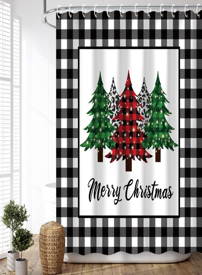 LIVILAN Christmas Shower Curtains, Merry Xmas Tree Bathroom Decor, 72''W X 72''H - Image 1