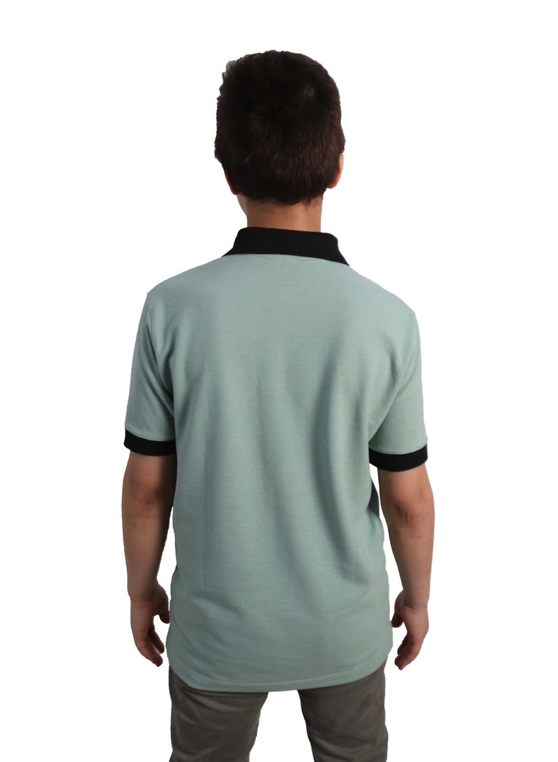 وان هاند تيشيرت بولو قطن كم قصير للاطفال - منت - Image 2