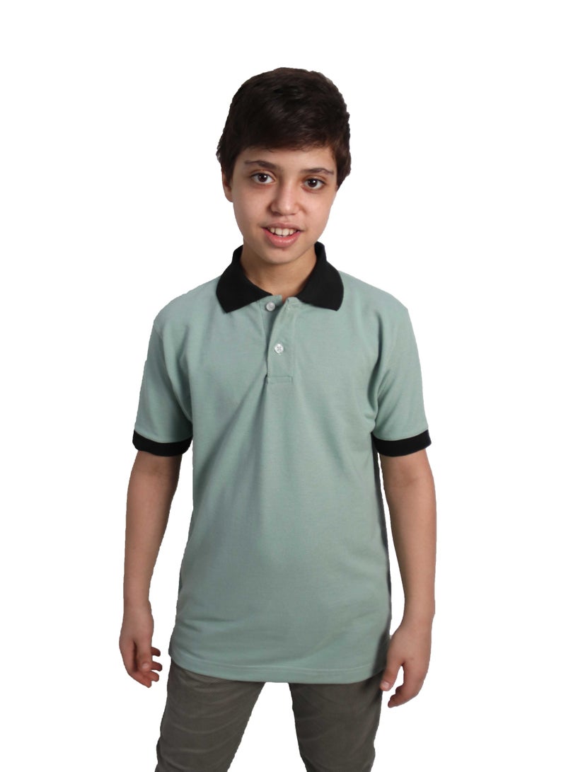 وان هاند تيشيرت بولو قطن كم قصير للاطفال - منت - Image 1