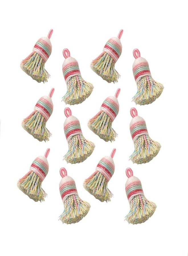 RayLineDo 12Pcs Cotton Thread Bright Color Short Tassels for DIY Craft Home Décor Handmade Bookmarks Jewelry Making Tassels Rainbow Color - Image 1