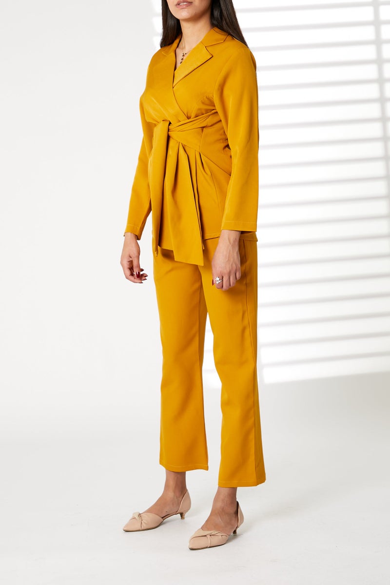 Moistreet Tie Detailed Blazer And Pants Set - Image 5