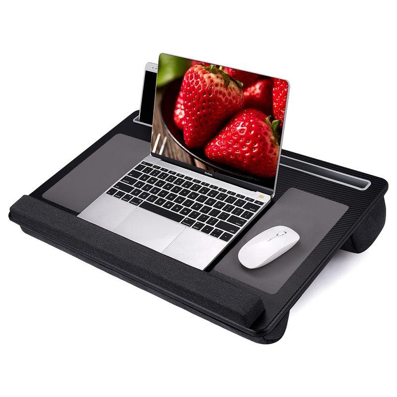 Extra Large Lap Laptop Desk Home Office Portable LapDesk with Mouse Pad  Wrist Rest for NotebookMacBookTablet Sofa Bed Working Writing Drawing Carbon Black Fit Up to 17inch Laptops