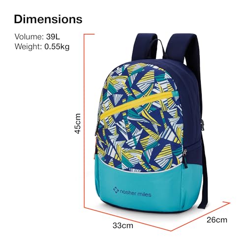 Nasher Miles Botany Polyester Laptop Backpack 39L with Rain cover Ideal for College, School, Office, Travel | Men, Women, Boys, Girls (Blue) - Image 5