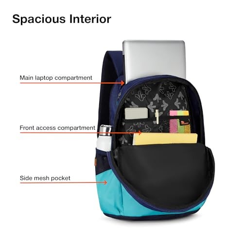 Nasher Miles Botany Polyester Laptop Backpack 39L with Rain cover Ideal for College, School, Office, Travel | Men, Women, Boys, Girls (Blue) - Image 3