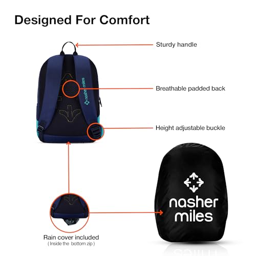 Nasher Miles Botany Polyester Laptop Backpack 39L with Rain cover Ideal for College, School, Office, Travel | Men, Women, Boys, Girls (Blue) - Image 4