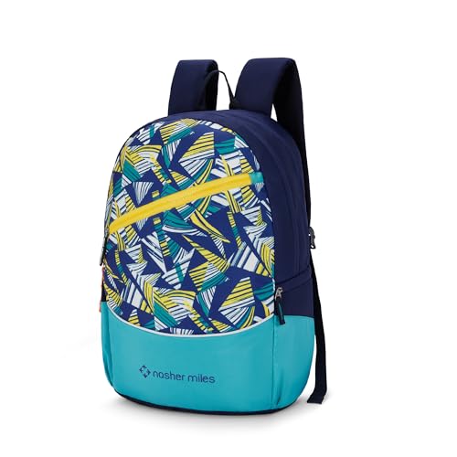 Nasher Miles Botany Polyester Laptop Backpack 39L with Rain cover Ideal for College, School, Office, Travel | Men, Women, Boys, Girls (Blue) - Image 1