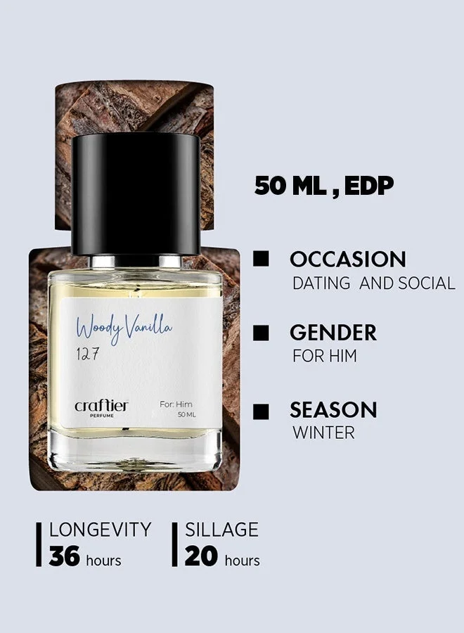 Craftier Perfume  WOODY VANILLA - Inspired of-STRONGER WITH YOU OUD, Eau De Parfum for Men - 50ml, Long Lasting Woody Fragrance Upto 36 Hrs, Travel Size Men's Perfume for Men | Best Price UAE