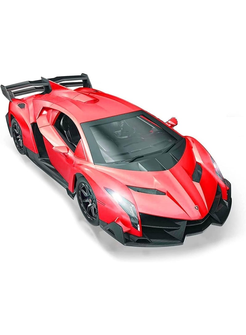 The Toys Home Licensed Lamborghini Veneno RC Car – 1:24 Scale 4‑Function Remote Control Supercar with Working Head/Tail Lights – Requires 3×AA + 2×AA Not Included – Window Gift Box (Red/Yellow/White) – Ages6+ - Image 1