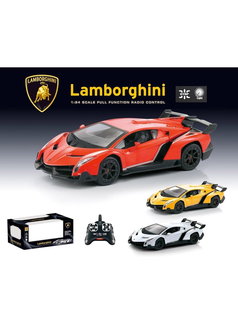 The Toys Home Licensed Lamborghini Veneno RC Car – 1:24 Scale 4‑Function Remote Control Supercar with Working Head/Tail Lights – Requires 3×AA + 2×AA Not Included – Window Gift Box (Red/Yellow/White) – Ages6+ - Image 4