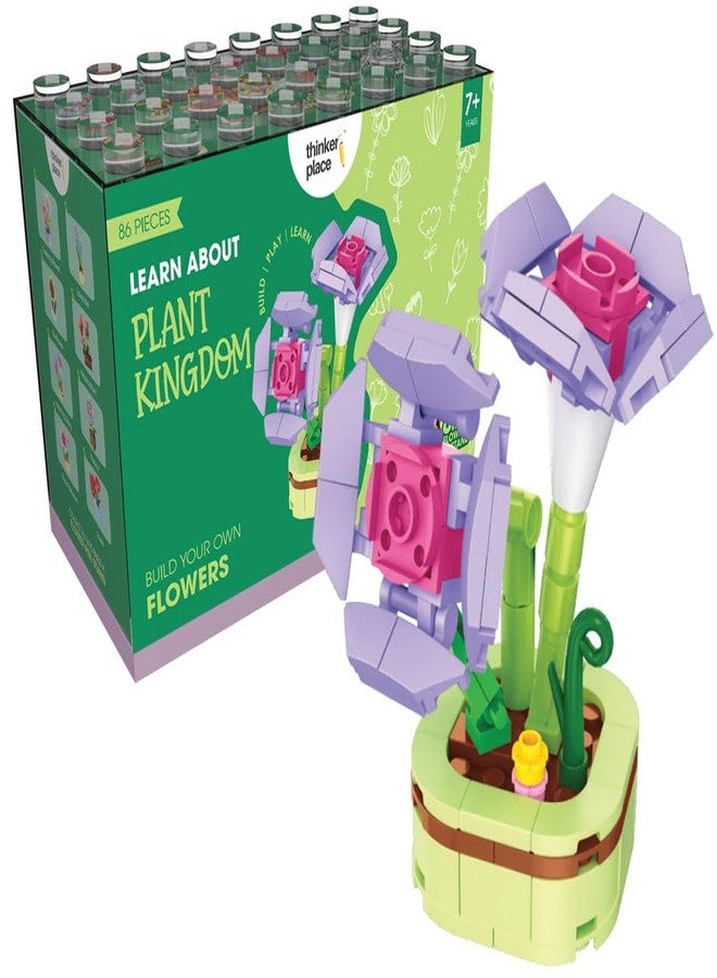 ThinkerPlace 8-in-1 Flowers Morning Glory (86 Pieces) | Learn About Plant Kingdom | Building Block Set for Kids Age 6+ | STEM Educational Toy | Build, Collect & Create Flower Pen Stand - Image 1