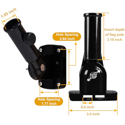 NQ Flag Pole Holder Adjustable, Flag Pole Bracket for Outside House Heavy Duty Aluminum, Multi-Position Flag Pole Mounting Bracket Rust Free with Hardwares, 1" Inner Diameter (Black- 1 Pack) - Image 5