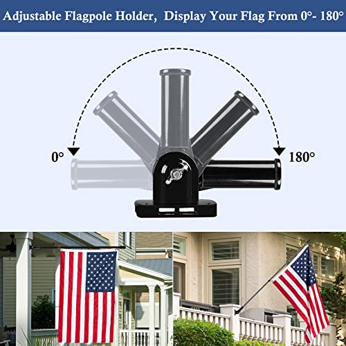 NQ Flag Pole Holder Adjustable, Flag Pole Bracket for Outside House Heavy Duty Aluminum, Multi-Position Flag Pole Mounting Bracket Rust Free with Hardwares, 1" Inner Diameter (Black- 1 Pack) - Image 3