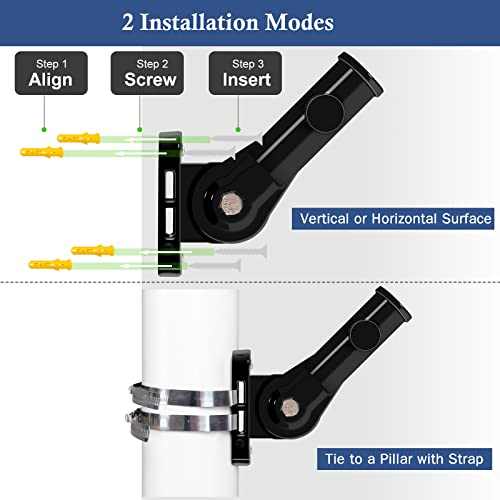 NQ Flag Pole Holder Adjustable, Flag Pole Bracket for Outside House Heavy Duty Aluminum, Multi-Position Flag Pole Mounting Bracket Rust Free with Hardwares, 1" Inner Diameter (Black- 1 Pack) - Image 4