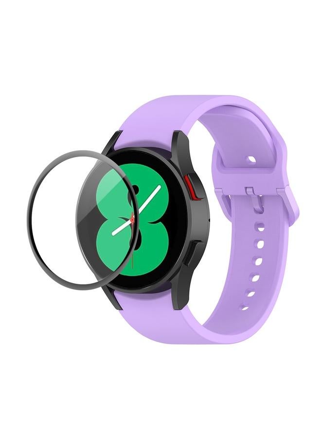erorex For Samsung Galaxy Watch4 44Mm Silicone Adjustable Strap + Full Coverage Pmma Screen Protector Kit(Purple) - Image 1