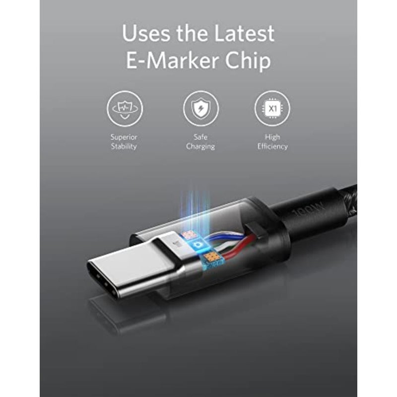 USB C to USB C Cable 2Pack, Type C 100W Fast Charging Cord for iPhone 17/16 Series, MacBook Pro 2020, Pixel Black, Nylon Braided, 5A High-Speed Data Power Delivery - Image 3