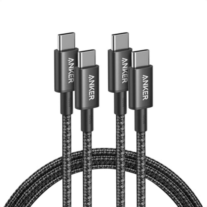 USB C to USB C Cable 2Pack, Type C 100W Fast Charging Cord for iPhone 17/16 Series, MacBook Pro 2020, Pixel Black, Nylon Braided, 5A High-Speed Data Power Delivery - Image 1