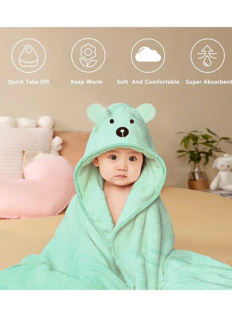 Hooded Bath Towel for Kids Soft Coral Fleece Beach Towel with Bear Design Perfect for Ages 3-7 Highly Absorbent - Image 5