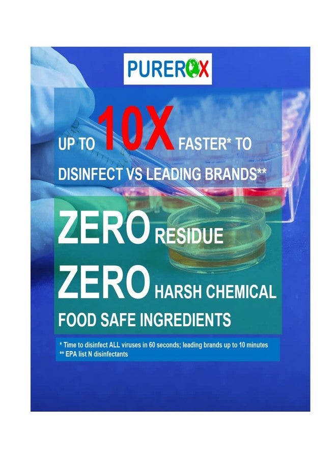 PUREROX disinfectant (16oz, 2pk) Eliminate 99.9999% MRSA, Norovirus, Viruses, Fungus, Bacteria. Hospital Grade. Safe for Use Anywhere. No residue. Suitable for All Surfaces. - Image 2