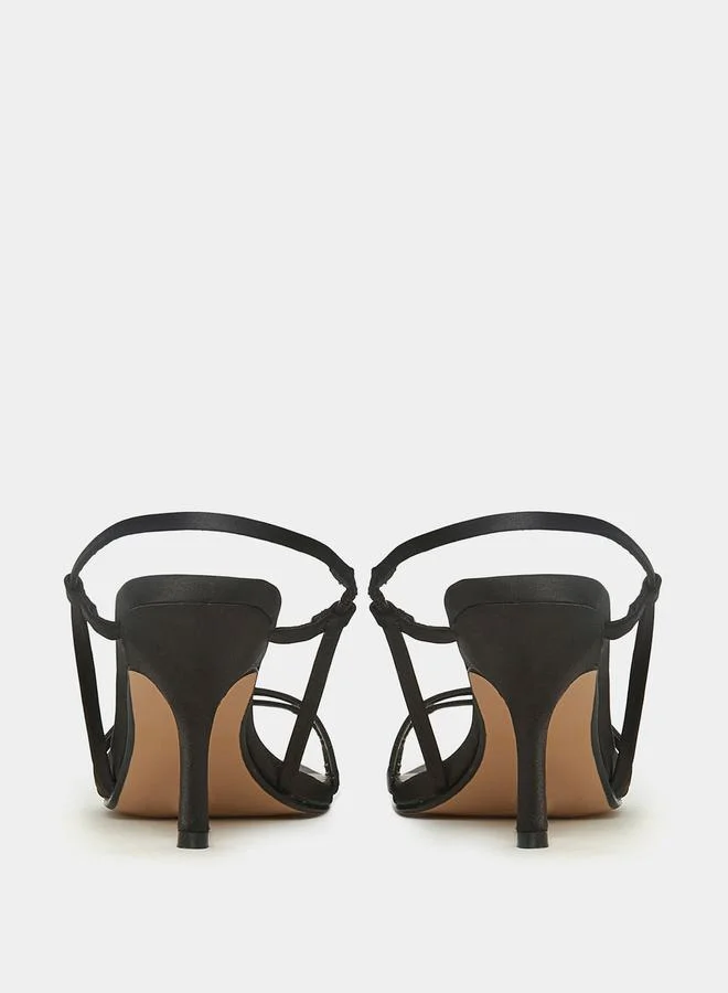 Styli Double Strap Sling Back Stiletto Heel Sandal