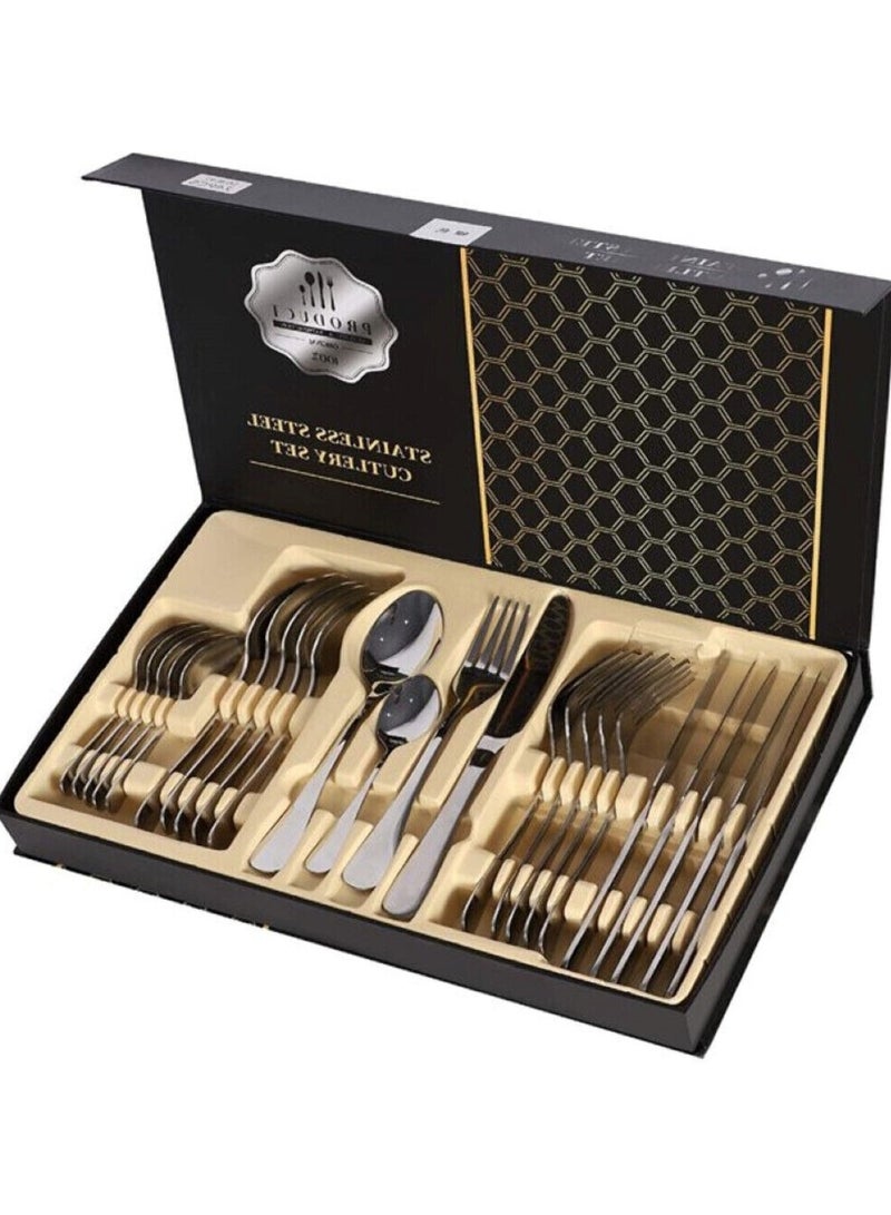 Kitchen Basics Stainless Steel Black Cutlery Set Elevate Your Kitchen with Elegant Spoon Knife and Fork Ensemble  - Image 1
