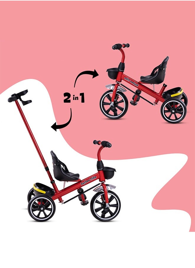 BAYBEE Baybee 2 in 1 Hero Baby Tricycle for Kids  Smart Plug and Play Kids Tricycle Cycle with Parental Push handle & Storage Baskets Baby Tricycle Cycle for Kids 2 to 5 Years Boy Girl Red  - Image 2