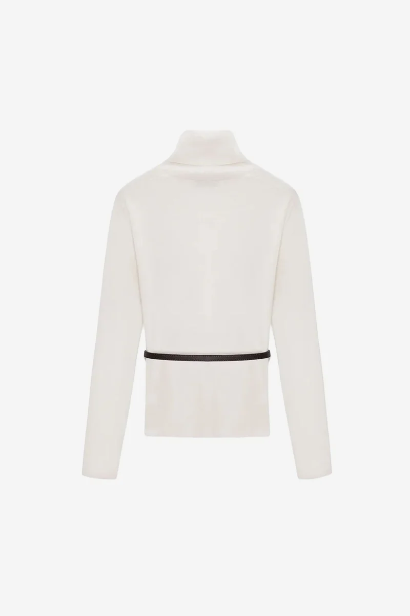 Dilvin Ivory Natural DILVIN Women's Belted Turtleneck Knit Sweater for Women | Best Price UAE
