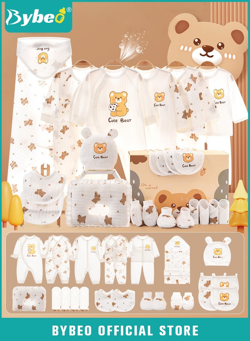 Bybeo 25PCS Newborn Baby Gifts Set, Newborn Layette Gift Set, Baby Clothes Accessories Set for Boys and Girls, Premium Cotton, Perfect Gift Box for Spring Summer Autumn Winter Four Seasons - Image 1