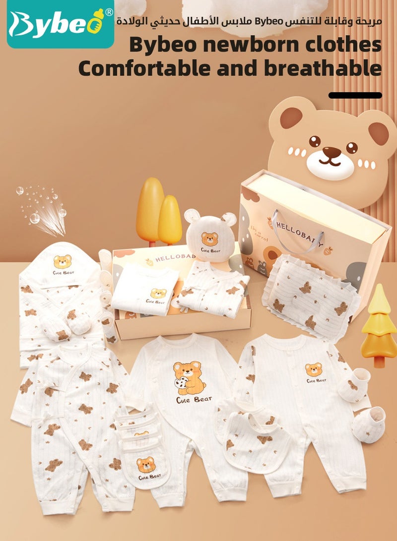 Bybeo 25PCS Newborn Baby Gifts Set, Newborn Layette Gift Set, Baby Clothes Accessories Set for Boys and Girls, Premium Cotton, Perfect Gift Box for Spring Summer Autumn Winter Four Seasons - Image 3