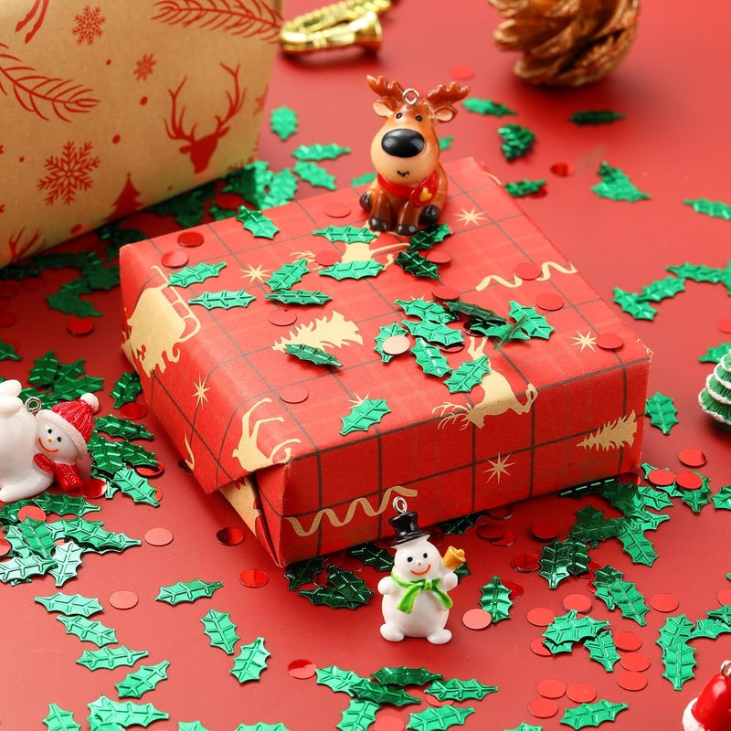 Civaner 1500 Pieces Christmas Glitter Metallic Foil Botanical Mix Confetti for Xmas Festive Party Table Decoration Supplies - Image 3