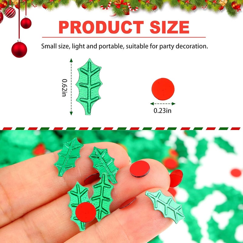 Civaner 1500 Pieces Christmas Glitter Metallic Foil Botanical Mix Confetti for Xmas Festive Party Table Decoration Supplies - Image 2