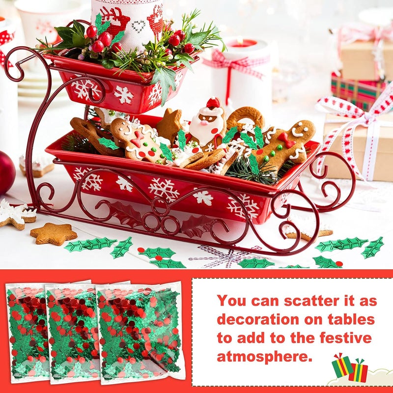 Civaner 1500 Pieces Christmas Glitter Metallic Foil Botanical Mix Confetti for Xmas Festive Party Table Decoration Supplies - Image 4