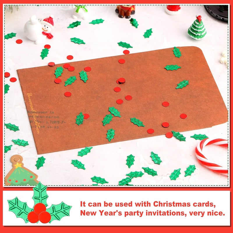 Civaner 1500 Pieces Christmas Glitter Metallic Foil Botanical Mix Confetti for Xmas Festive Party Table Decoration Supplies - Image 5