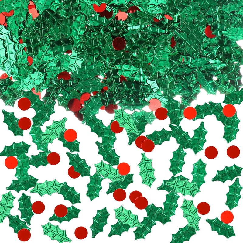 Civaner 1500 Pieces Christmas Glitter Metallic Foil Botanical Mix Confetti for Xmas Festive Party Table Decoration Supplies - Image 1