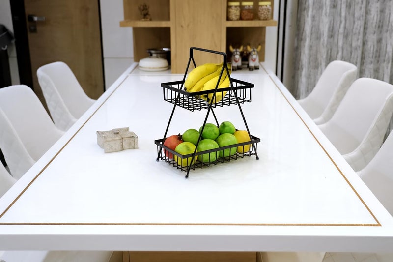 Homeor Counter Top 2-Tier Fruit & Vegetable Basket For Dining Table, Centre Table I Metal Fruit Bowl or Bread Vegetables Storage Organizer Holder I Multi-Purpose Basket for Kitchen & Home, Black - Image 3