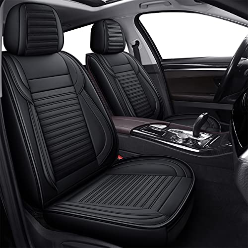 LINGVIDO Car Seat Covers,Breathable and Waterproof Faux Leather Automotive Seat Covers for Cars SUV Pick-up Truck Sedan,Universal Anti-Slip Driver Seat Cover with Backrest (Full Seat, Black) - Image 1