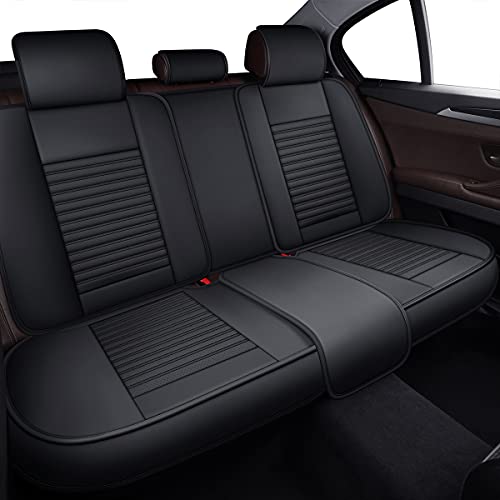 LINGVIDO Car Seat Covers,Breathable and Waterproof Faux Leather Automotive Seat Covers for Cars SUV Pick-up Truck Sedan,Universal Anti-Slip Driver Seat Cover with Backrest (Full Seat, Black) - Image 2