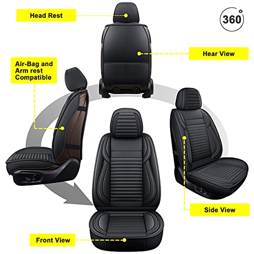 LINGVIDO Car Seat Covers,Breathable and Waterproof Faux Leather Automotive Seat Covers for Cars SUV Pick-up Truck Sedan,Universal Anti-Slip Driver Seat Cover with Backrest (Full Seat, Black) - Image 5