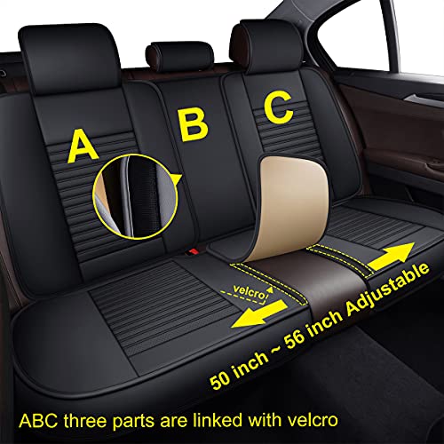 LINGVIDO Car Seat Covers,Breathable and Waterproof Faux Leather Automotive Seat Covers for Cars SUV Pick-up Truck Sedan,Universal Anti-Slip Driver Seat Cover with Backrest (Full Seat, Black) - Image 4