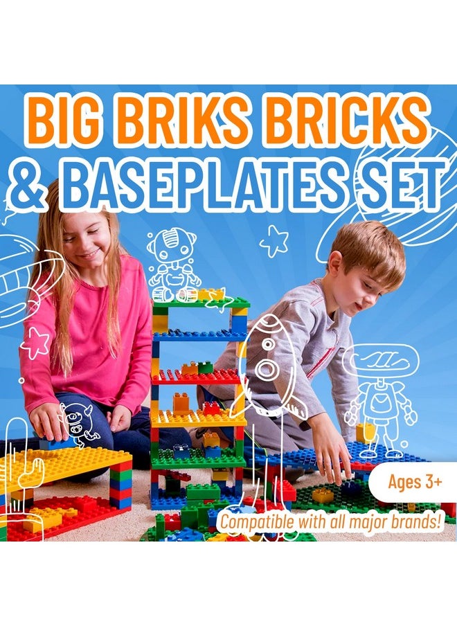 Strictly Briks Strictly Briks Compatible with Lego Duplo Toy Building Blocks for Kids and Toddlers, Classic Big Bricks Gift Set and Baseplates, Large Pegs for Ages 3 and Up, Basic Colors, 119 Pieces  - Image 2