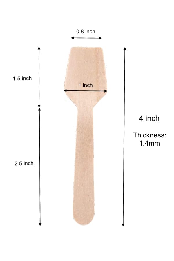Gmark 4"" Mini Wooden Spoons Pack of 200  Disposable Square End Tasting Spoon  Sampling Yogurt Spoon Ice Cream Spoon  Biodegradable Compostable Birchwood GM1101 - Image 3
