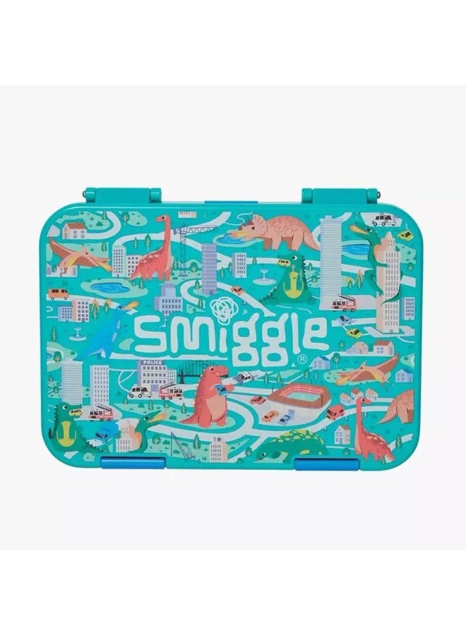 Smiggle Kids Dinosaur City Print Divided Lunch Box Imported Tritan Inner Tray BPA Free Leakproof School Food Storage Container - Image 3
