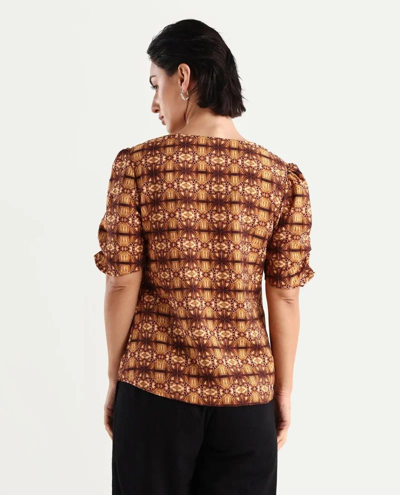 Rareism Women's Abstract Print Top